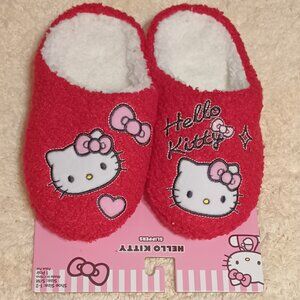 NWT~  Sanrio's Mini Hello Kitty Lots of Love Red Sherpa Slippers (Shoe Size 1-2)